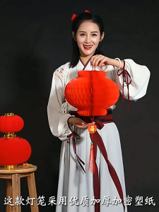 🏮🏮2026 CNY Decorations - 塑纸折叠新年红灯笼 春节蜂窝纸灯笼 中国风新春装饰 Chinese New Year Honeycomb Lantern 过年喜庆挂饰