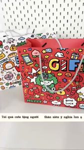 Túi quà sinh nhật Noel ngày lễ xinh xắn đựng phụ kiện cỡ lớn tặng người thân yêu hình con vật cute bìa giấy cứng giá rẻ