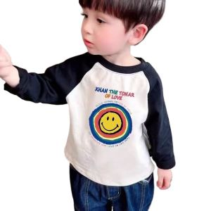 Áo Thun Cotton Dài Tay Cho Bé Trai Và Bé Gái Mùa Xuân Thu Mới Phiên Bản Hàn Quốc in Họa Tiết Hoạt Hình Cổ Tròn Tay Ngắn Rộng Rãi