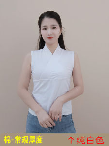 Pure Cotton Cross Y-Neck Fake Collar Sleeveless Womens Innerwear Retro Hanfu Style Casual Loose Fit Single Piece Spring Season