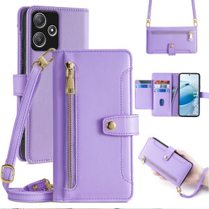 Xiaomi Redmi 12C 5G Version Crossbody Flip Cover Genuine Leather Protective Case with Strap Full Protection Anti-Fall for Xiaomi Phones