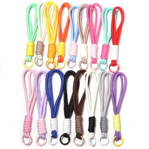 4pcs 17cm Creative Colorful Braided Lanyard Keychain Charms Anti-Lost Knot Nylon Rope For DIY Keyring Bag Pendant Accessories