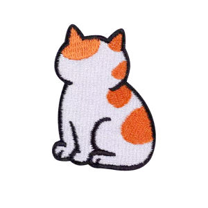 Embroidered Decorative Patch Self Adhesive Sticker for Backpack down Jacket Scrapbooking Shell Cat Back Silhouette 2