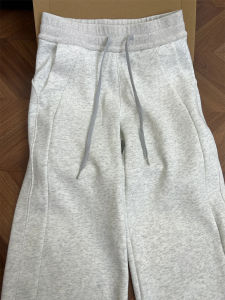 Quần Thể Thao Nữ Cạp Cao Màu Xám Lulu Mùa Thu 2025 Quần Ống Đứng Ôm Sát Cỡ Nhỏ Mới Quần Ống Rộng