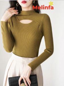 Áo len kiểu nữ cách điệu nữ tính áo len dài tay len dệt kim Quảng Châu mềm mịn co giãn mặc mùa thu đông mã VAA0458