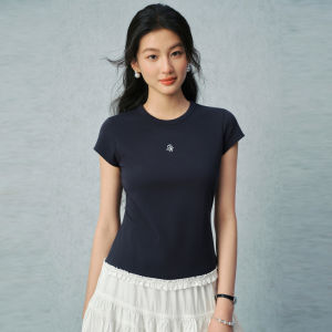 SEIFINI | Floral Hem Slim Stretch T-shirt