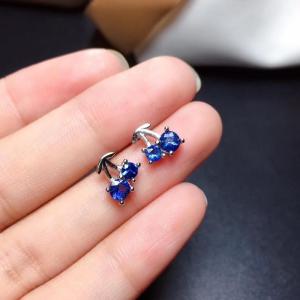 Natural And Real Sapphire Earring  925 sterling silver Fine jewelry For men women