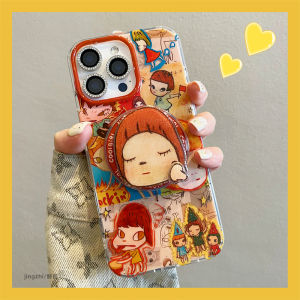 Nara Kikuo Cartoon Silicone Phone Case with Stand Magnetic Absorption Female Style Suitable for Apple 15Promax iPhone 13 New Model 16Promax