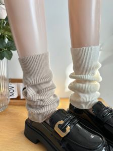 Idle Style Milk Tea Brown Pile Style Foot Sock Female Spring and Autumn Thin Japanese Style Milk White Cashmere Texture Knit Leg Sleeve