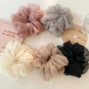 Elegant Soft Organza Ruffle Hair Rope for Women Simple Fashion Does Not Hurt the Hair Rope Girl High Ponytail Scrunchie