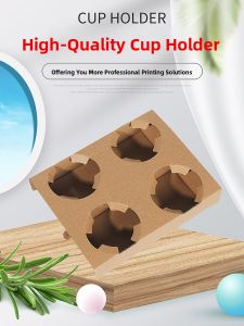 Kraft Paper Cup Base Holder Corrugated Paper Coffee Milk Tea Takeaway Packaging Bag Single Cup Double Cup Quad Cup Holder