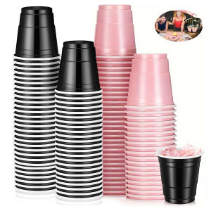100pcs 2oz Plastic Shot Cups Mini Disposable Shot Glasses Small Party Cups For Wedding Graduation Whiskey Taste Serving Bulk Pac