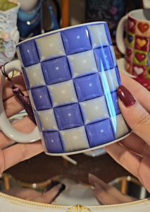 Lavender and white 3d squares design ceramic sublimation coffee mug/cup for gift/birthday/graduation/wedding
