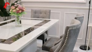 Abilius Marble Dining Table Set/ Dining Table 6 Seater/ Meja Makan 6 Kerusi/ Set Meja Makan Marble/ Meja Batu