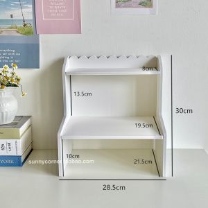 Yuanqi Corner Desktop Double-Layer Wooden Storage Rack Dormitory Bedroom Desk Cup Cosmetic Finishing Storage Rack