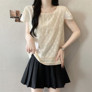 AIYITI | Gentle & Sweet Embroidery Short Sleeve Blouse Plus Size