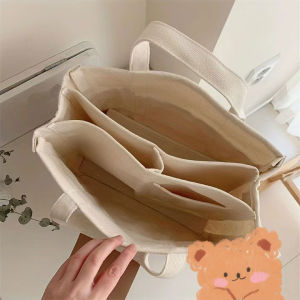 กระเป๋าผ้าใบ Tote Bag กระเป๋าสะพายข้างแบบมีช่องแยกหลายชั้นสำหรับคุณแม่และเด็ก กระเป๋าสะพายข้างแบบลำลองสำหรับผู้หญิง กระเป๋าสะพายข้างแบบสะพายข้างแบบลำลอง