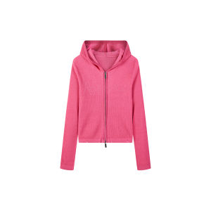 Peacebird Womens Slim Fit Knitted Cardigan Autumn New Arrival Green Fiber Casual Style Long Sleeve Zipper Closure Short Length