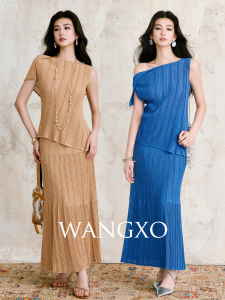 WANGXO | Bộ Áo Quây Dáng Không Đều và Chân Váy A-line