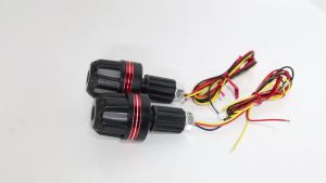 KEVANLY | 2pcs Universal Motorcycle Handle Grip Bar Side Signal Lamp White Red Blue DRL Driving Lights Handlebar End With LED Light 12V
