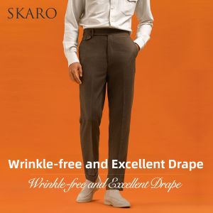 Wool Mens Trousers High-Waist Business