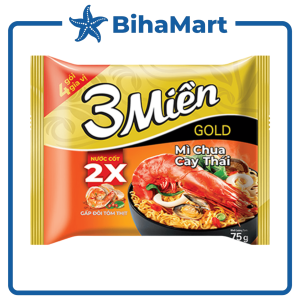 [THÙNG 30 GÓI] - UNIBEN - Mì 3 Miền Gold hương vị Chua Cay Thái (75g/gói) - Mì ăn liền Chua Cay Thái 3 Miền Gold gói