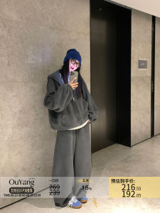 Womens Winter Fleece-Lined Oversized Casual Vintage Hooded Sweatshirt