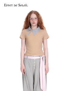 Sheer Patchwork Asymmetric Neck Slim T-Shirt