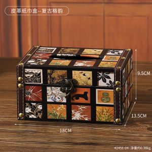 Artistic Oil Painting Tissue Box for Home Living Room Dining Table Bathroom Decor High End Napkin Drawer Wooden Material