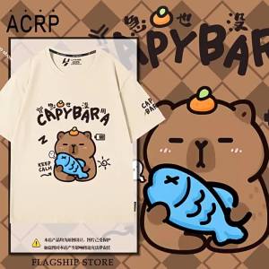 Capybara-themed Relaxed Worker Short Sleeve T-shirt