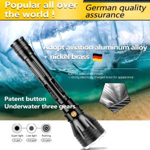 Yupard Diving Flashlight Original 1200lm 10w L2 Underwater Proof 100m Depth Torch Lamp Flashlight Rechargeable Flashlight Rechargeable Small Size