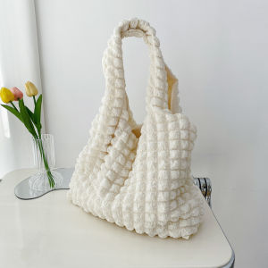 2023 New Fashionable Tote Bag for Women Casual Fabric Single Shoulder Bag Japanese and South Korean Style Pure Color Leisure Shopping Bag for Youth