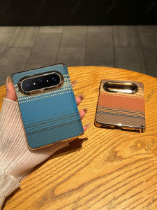 Magnetic Folding Screen Dual Axis Full Protection Case with Mixed Color and Fiber Texture