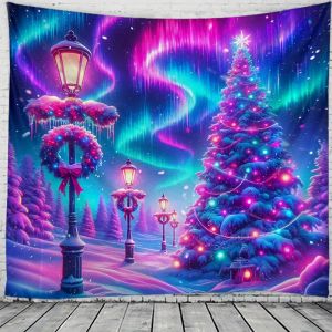 VIKAMA 1 Holiday Christmas carpet psychedelic winter scene decoration tree home decoration Christmas decoration tapestry