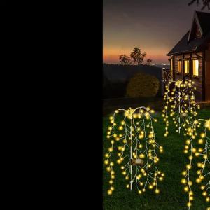1pc 200LED Solar Firecracker Willow Light Lights Outdoor IP65 8 Lighting Modes Smart Light For Yard Garden Path Decoration