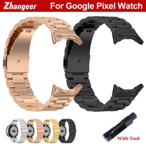 Zhangeer New Solid Stainless Steel Watch Bands For Google Pixel Watch Replacement No Gaps Classic Men Waterproof Metal Strap Replacement Bracelet Watch Accessories With Tool