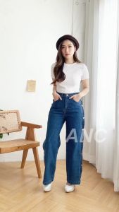 Kulot Loose Jeans Wanita - Celana Kulot Panjang Lurus - Loose Jeans Dark Colour