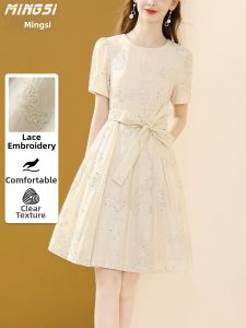 MINGSI | Đầm Mới Hè Sang Trọng Nhẹ Đính Kim Sa Thêu