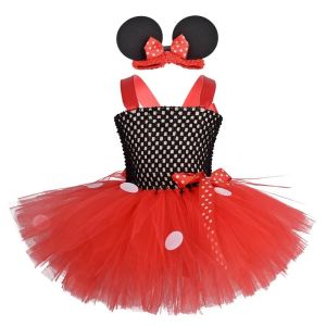 Girls Cartoon Printed Mesh Dress Sweet Multi-Layer Tulle Skirt Toddler Princess Outfit Kids Halloween Princess Party Clothes