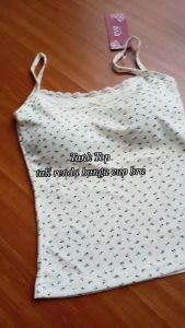 Tank top tali renda bunga dengan cup bra cotton halus ITS018