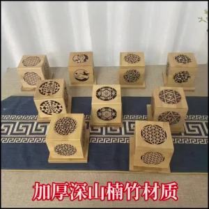 熏香盒 實木熏香空盒 楠竹木室內熏香盒 家用香薰爐 Incense Solid Wood Empty Bamboo Wood Indoor Bedroom Incense Burner Retro Hollow Tibetan Incense Agar。。。