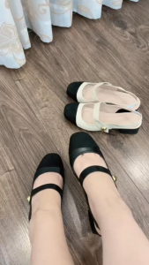 Giày Cao Gót Nữ Vintage Quai Ngang Đính Ngọc - Thanh Lịch & Dễ Phối Đồ