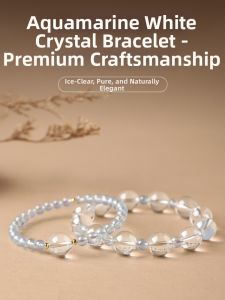 HUAKAIYUNDUO | Natural Aqua Blue and White Crystal Bracelet Fortune Boost