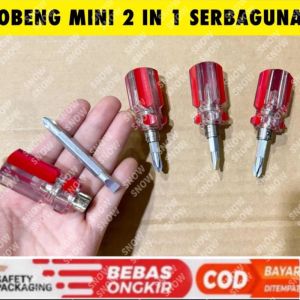 Obeng Mini Cebol Pendek 2 in 1 Way Plus Minus Serbaguna Universal