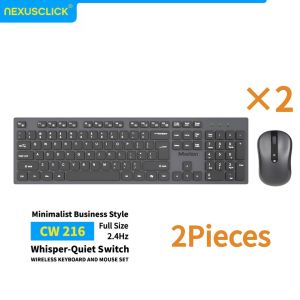 NexusClick 2.4G Wireless Keyboard Mouse Combo-Full SizeLow Profile SwitchesQuiet Ergonomic Grip Battery Powered Office Home PC