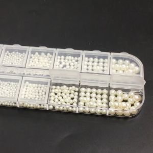 Aksesori Dekorasi Manikur DIY 3D White Nail Art pearl mutiara putih rhinestones nail art hiasan kuku half pearl Manicure Decorations