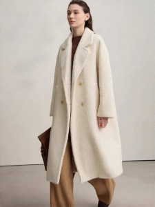 Minimalist Double Breasted Loose Eco-friendly Particle Velvet Fur Outerwear