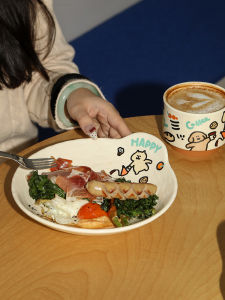 Bát Ăn Salad Bằng Gốm Sứ Lotus Blue Dễ Thương Bát Cơm Bát Mì Bộ Đồ Ăn Có Thiết Kế Dễ Thương Hấp Thụ Nhiệt Độ Cao Dùng Trong Gia Đình