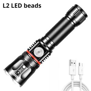 Strong Light Super Bright Flashlight COB Light Magnetic Maintenance Work Light USB Charging Zoom Torch Outdoor Camping Patrol