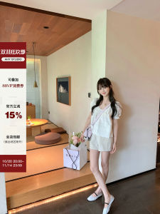 AHY White Moonlight 100% Cotton Embroidered Fabric Bubble Sleeve Ruffle Trim Blouse Double Version New Arrival Womens Fashion